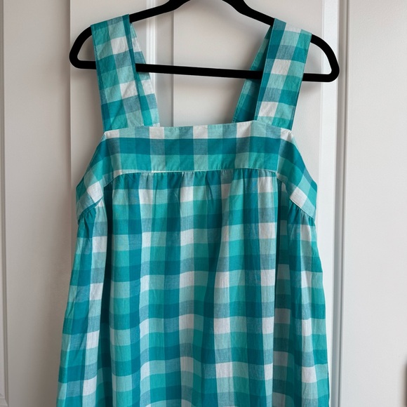 Blair Teal Gingham 100% Cotton Apron Sundress Size L - Picture 2 of 6